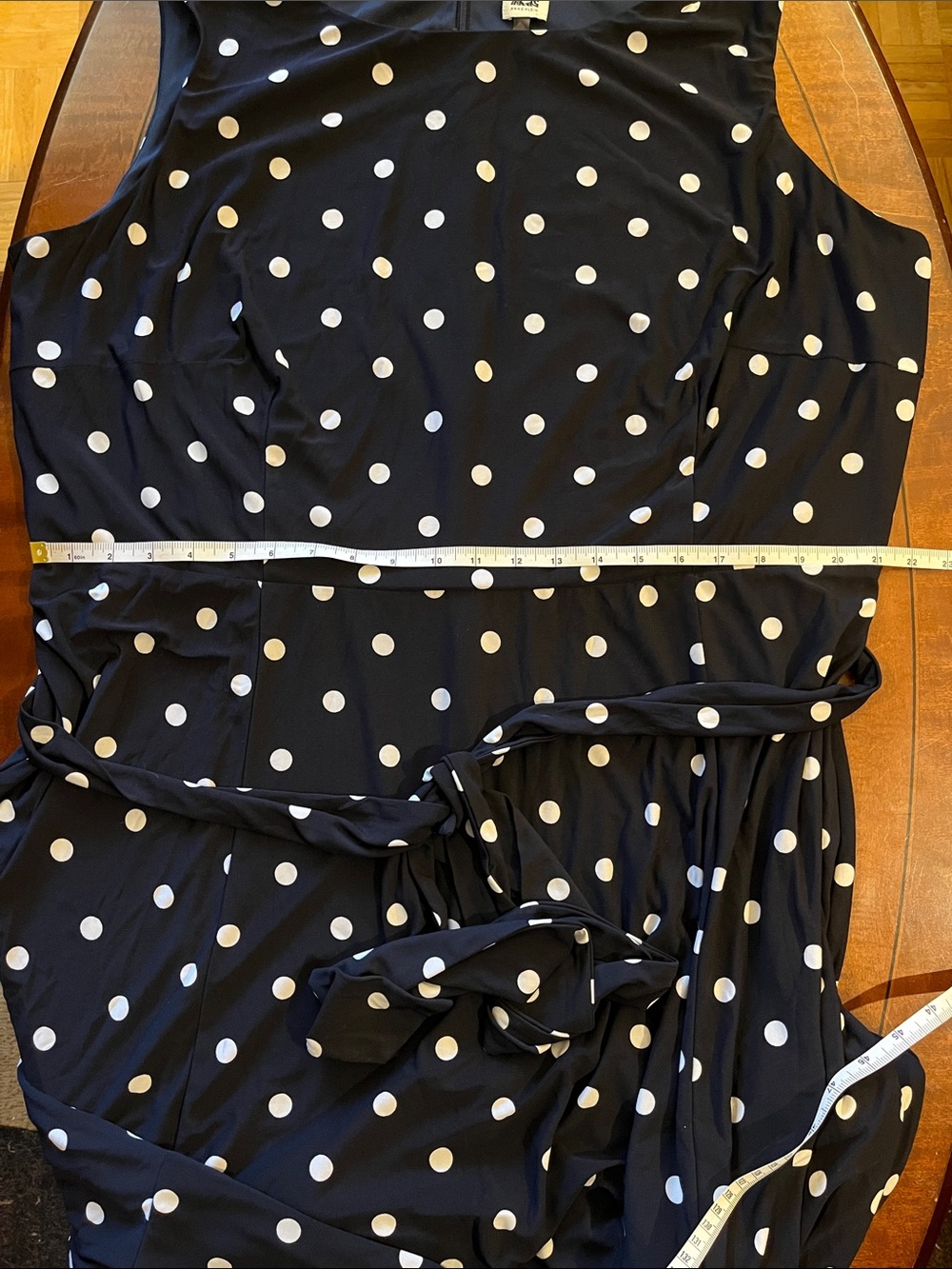 Anne Klein polka dot long dress Sleeveless, belted. Stretchy. Black and white 3X - Picture 8 of 9